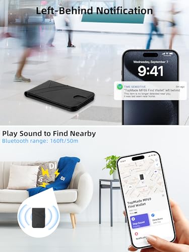for Magsafe Wallet Stand Tracker (iOS Only) Magnetic Card Holder Finder - color: Black Find My