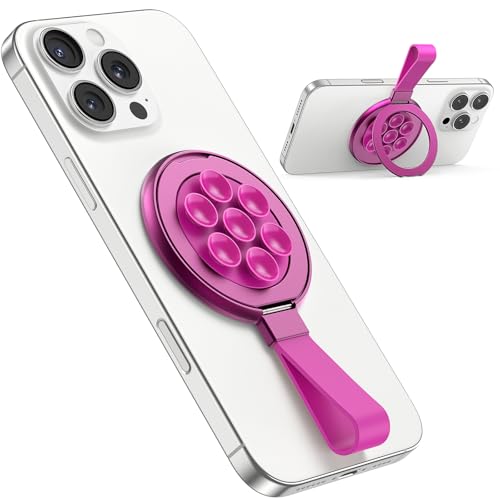 TAURI for Magsafe Suction Phone Grip - Universal Magnetic Suction Grip, 360° Rotating Hands-Free Holder, Silicone Suction Grip for iPhone 17 Pro Max/16/Android/S25,Hot Pink - color: Hot Pink