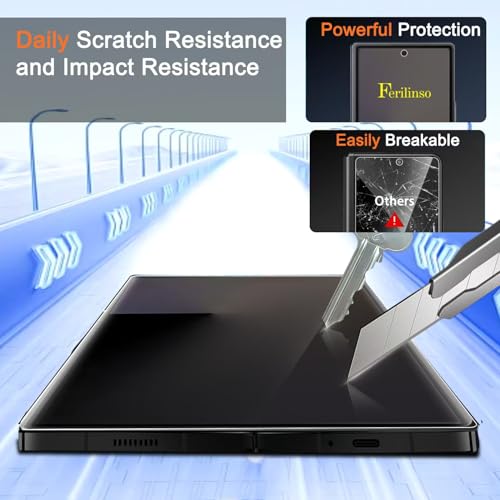 Ferilinso Screen Protector for Samsung Galaxy Z Fold 7, Tempered Glass Back | 3 Pack, 9H+ Hardness, Military-Grade Shatterproof, Case Friendly, Easy Installation Bubble Free, with Camera Lens Protector - size: Galaxy Z Fold 7-Clear
