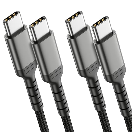 3ft USB C to C Cable 2 Pack, USB 2.0 Braided USB C to USB C Cable Fast Charging Compatible with Apple iPhone 15 iPad mini/Air Samsung Galaxy S23 Ultra Google Pixel 7, USBC Cable 1m - color: Black, size: 3.3 Feet