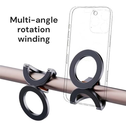 Magnetic Phone Holder for Car, Gym, Desk – N52 Strong Magnet, Foldable Aluminum Mount Stand with 270° Rotation, Universal for iPhone Samsung Android (Grey)