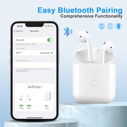 Wireless Charging Case Compatible with AirPods 1 & 2, Replacement for AirPod Charger Case with Bluetooth Pairing Sync Button, Fast Charging 680mAh Battery, Indicator Light