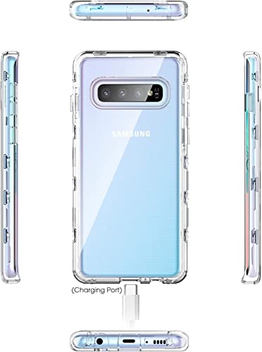 KIOMY Clear Case for Samsung Galaxy S10+ / S10 Plus, 3 in 1 Shockproof Bumper Protective Phone Cover, Hybrid Design Hard PC Shell + Front Cover + Flexible TPU Bumper - color: Front Frame Included