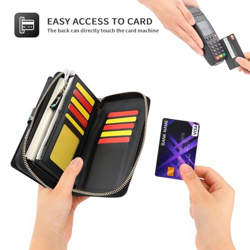 LITOU Compatible for Samsung Galaxy S26 Plus Crossbody Wallet Phone Case - color: BlackFlower, size: S26 Plus