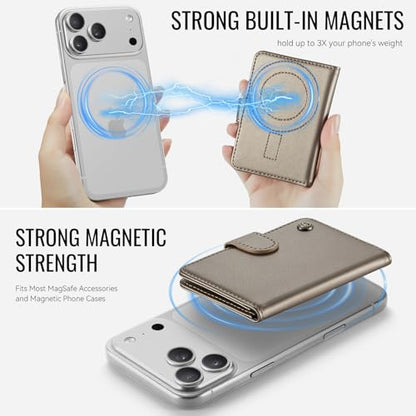 for Magsafe Magnetic Phone Wallet Card Holder, Elegant Titanium - color: Elegant Titanium