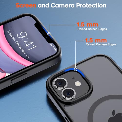 zapica Magnetic for iPhone 11 Phone Case, Black | Compatible with MagSafe, Military Grade Drop Protection, Translucent Matte Anti-Scratch Phone Cover - color: Black, size: Iphone 11 6.1''