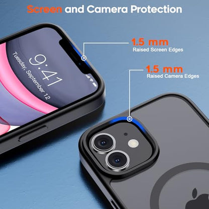 zapica Magnetic for iPhone 11 Phone Case, Black | Compatible with MagSafe, Military Grade Drop Protection, Translucent Matte Anti-Scratch Phone Cover - color: Black, size: Iphone 11 6.1''