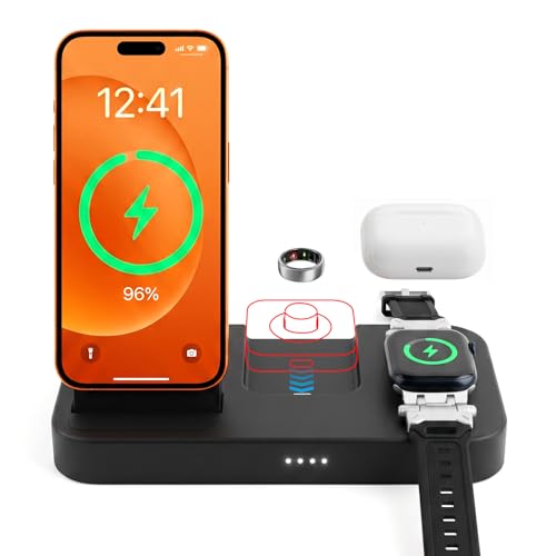 4 in 1 Charging Stand for Oura Ring Gen 4 & Gen 5 Charger (Oura Ring Charger NOT Included), Fast Magnetic Charger for iPhone, Apple Watch, AirPods, Charging for Samsung Galaxy