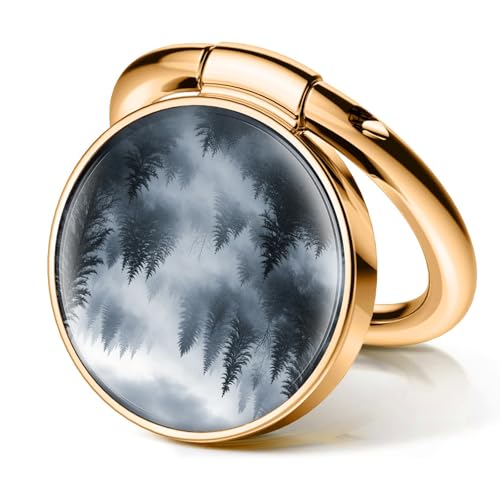 Cell Phone Ring Holder, Cute Phone Ring Grip Stand, 360°Rotation Funny Metal Kickstand Finger Grip Cute Foggy Forest - color: Cute Foggy Forest