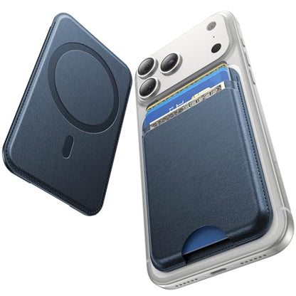 for MagSafe Wallet, 5 Card Holder, Slim Leather Magnetic Wallet for iPhone 17/16/15/14/13/12 Pro Max Plus Air Series, 1 Card Slots & 1 Cash Slot,Blue - color: Blue