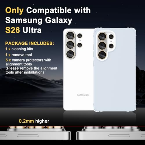 Camera Lens Protector for Samsung Galaxy S26 Ultra, Gold - color: Gold