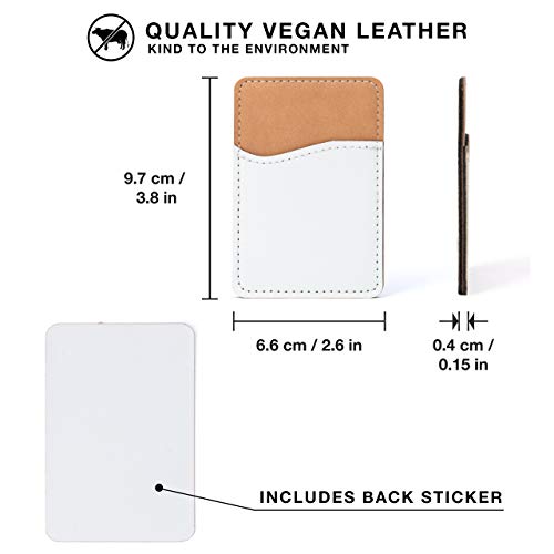 Sublimation Blanks Phone Wallet - PU Leather Card Holder for Back of Phone Stick on iPhone Android HTV Friendly DIY Blanks for Vinyl Projects (White PU Leather)