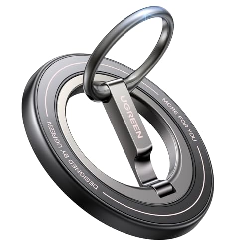 UGREEN Magnetic Phone Grip Ring Holder for MagSafe - 360°Rotating Phone Grip Stand, Dual-Sided Magnetic Cell Phone Finger Ring Kickstand Compatible with iPhone 17/16/15/14/13/12 Pro Max Air