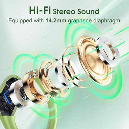 Wireless Earbuds 75H Bluetooth 5.4 Sport Headphones with Earhooks, Green - color: Green