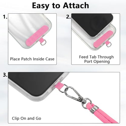 2 Pack Phone Lanyard And Wrist Strap Set With Tether Tabs, Black Pink - color: Black Pink
