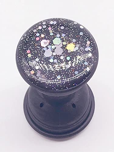 Expanding Phone Socket, Mount Holder Glitter Sparkle Bling for Cellphone Collapsible Stand Cell Phone Finger Foldable Holder Grip for Smartphones and Tablets (Black) - color: Black