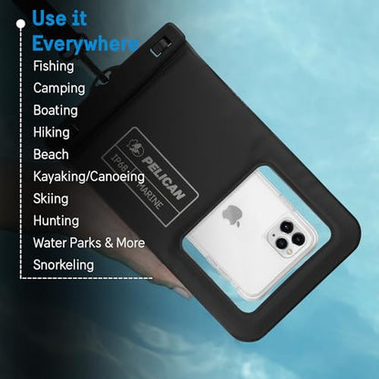 Pelican 2 Pack Marine Waterproof Phone Pouch (XL) - Stealth Black | Touchscreen IP68 Floating Waterproof Phone Case w/Detachable Lanyard - Fits All Phones - Beach Cruise Ship Travel Essentials - color: Stealth Black - 2 Pack - XL, size: XL, style: 2 Pack