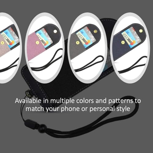 Cell Phone Wallet for Back of Phone with Wrist Strap, Stick On Wallet Credit Card ID Holder with RFID Protection Compatible with iPhone, Galaxy & Most Smartphones and Cases Navy - color: Navy