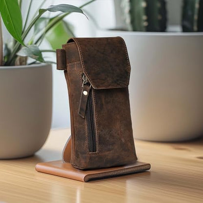 Leather Village Genuine Leather 7”x3.5” Phone Holster with Belt Clip, Magnetic Closure, ID Card Holder - Coffee Brown Universal Case for iPhone, Samsung Galaxy, Google Pixel - color: Cappuccino Brown