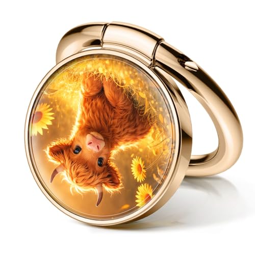 Cell Phone Ring Holder, Cute Metal Phone Grip Stand Finger Ring Kickstand, Flexible 360°Rotation Phone Tablet Case Accessories Compatible with Most Phones Cute Cow Calf - color: Cute Cow Calf