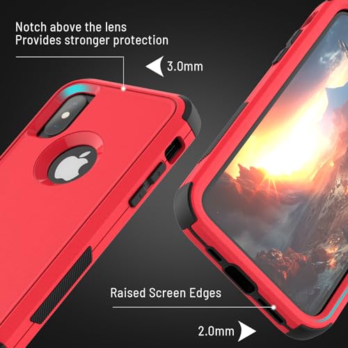 X-belmox for iPhone XR Phone Case [Dropproof] Shockproof 3-Layers Red Black | Heavy Duty Drop Protection Cover for iPhone XR 6.1 Inch with Screen Protector Rugged XR Phone Case, Red Black - color: Red/Black