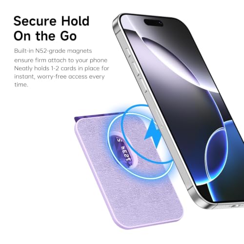LoeoeL Magnetic Phone Wallet Compatible with Magsafe Wallet, Silicone ID Credit Card Holder Wallets for Back of Phone Pocket, Slim Thin Pouch Sleeve Wallets for iPhone Pixel, Purple Lavender - color: Lilac