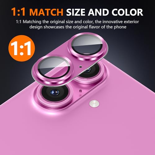 Suoman for iPhone 16/16 Plus Camera Lens Protector, 9H Tempered Glass Film - color: Pink