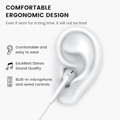 Wired Earbuds with Microphone,Wired Earphones in Ear Headphones HiFi Stereo - color: White, size: 2 pack