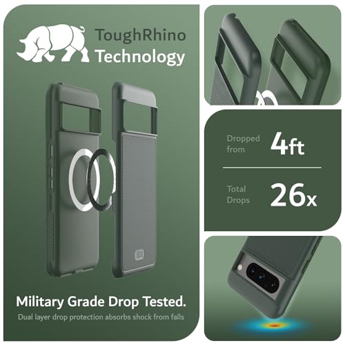 TUDIA MergeGrip [Magsafe Compatible] Designed for Google Pixel 8 Pro Case (2023) - Dual Layer [Military Grade] Shockproof Slim Rugged Tough Heavy Duty Phone Cases - Pine Green - color: Pine Green, size: Magnetic Pixel 8 Pro