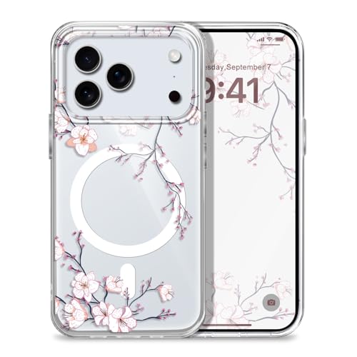 for iPhone 17 Pro Max Case, Ultra Thin Magnetic Hard Clear Compatible with MagSafe for iPhone 17 Pro Max Phone Cover 6.9 inch, Plum Blossom - color: Plum Blossom, size: for iPhone 17 Pro Max