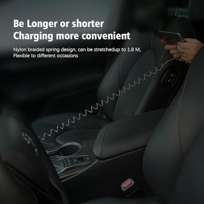 AICase 90 Degree Coiled Charging Cable,Right Angle Design Gaming LED Cord 6ft/1.8m Elastic Nylon Cable,Charge and Sync for Phone XS/XS Max/XR/Phone X/8/8 Plus/7/7 Plus, Pad Pro Air 2 and More - size: Coiled 6ft