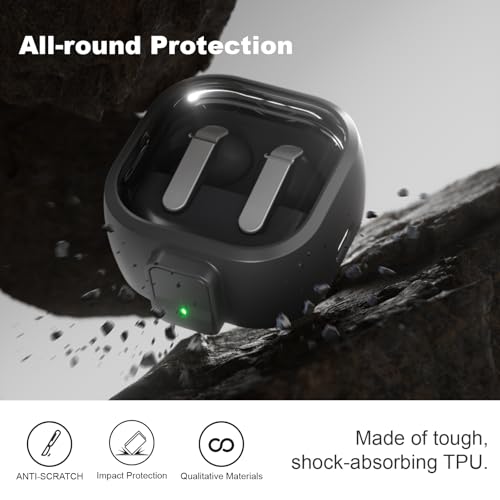 for Samsung Galaxy Buds 4/Buds 4 Pro Case (2026) with Secure Safety Lock Clip,Shockproof Scratch-Resistant TPU Transparent Soft Shell Protective Cover Accessories with Carabiner/Cleaning Kit(Black) - color: Black