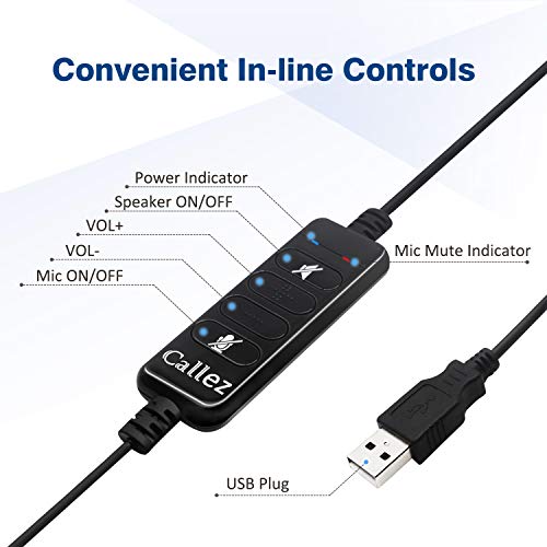 Callez USB Headset with Microphone Noise Cancelling & Audio Controls