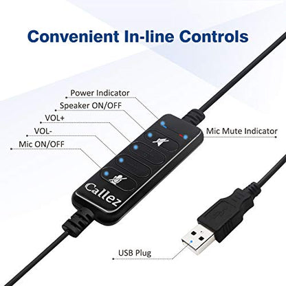 Callez USB Headset with Microphone Noise Cancelling & Audio Controls