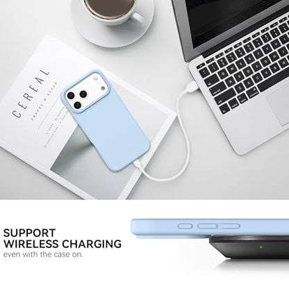 GUAGUA Compatible with iPhone 17 Pro Max Case 6.9 Inch Liquid Silicone Soft Gel Slim Thin Microfiber Lining Cushion Texture Cover Shockproof Protective Phone Case for iPhone 17 Pro Max, Light Blue - color: Light Blue, size: iPhone 17 Pro Max