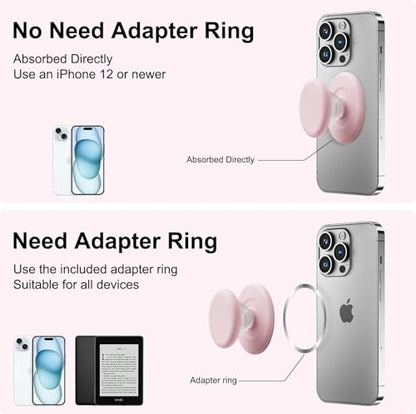 MOROCK Grip for Kindle with Kickstand and Magnetic Stand, Soft Silicone Magnetic Finger Grip for Kindle, iPhone and Smartphone, Cute Magnetic eReaders Holder, Pink - color: Pink