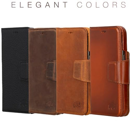 BLACKBROOK Wallet Case for iPhone 16 – Burkley 2-in-1 Detachable Folio, MagSafe Compatible, RFID Blocking – Full Grain Leather with Natural Patina, 3 Card Slots, Premium Gift Box - color: Burnished Tan, size: iPhone 16