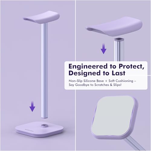 Headphone Stand, Aluminum Desk Headset Earphone Holder (Purple) - color: Purple