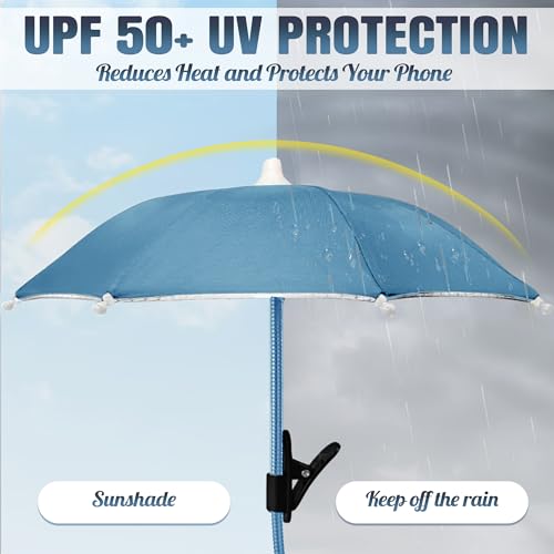 Phone Umbrella for Sun, Clip-On Phone Sun Shade, Universal Fit - color: Blue