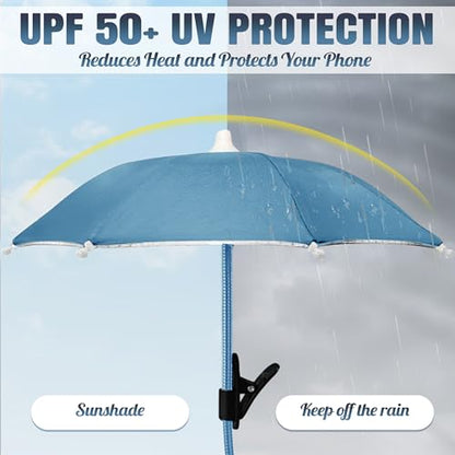 Phone Umbrella for Sun, Clip-On Phone Sun Shade, Universal Fit - color: Blue