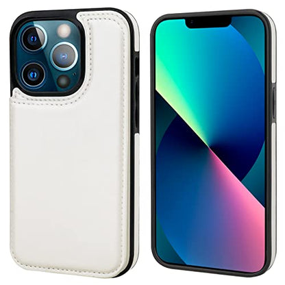 ONETOP for iPhone 13 Pro Wallet Case with Card Holder,White - color: White