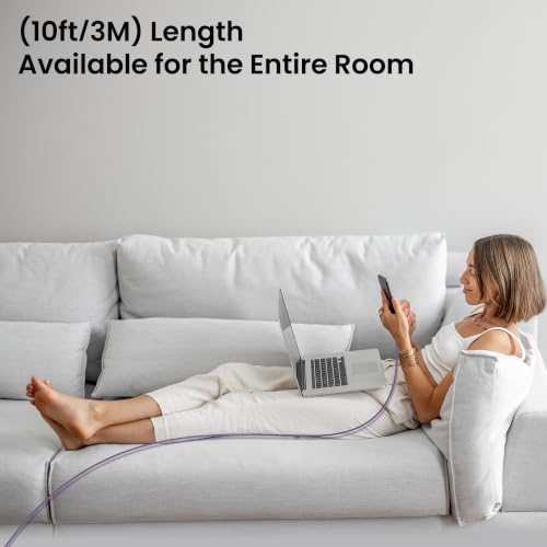 toocki USB C Cable Right Angle, 2-Pack 10ft USB A to USB C Charger Cable - color: Purple, size: 10FT+10FT