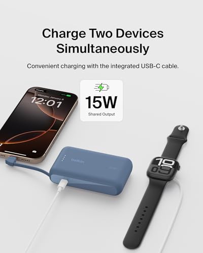 Belkin 10000mAh 20W USB C Power Bank, Portable Charger for iPhone & iPad - color: Blue, style: 10K mAh