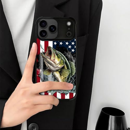 case for iPhone 17 Pro Max,Compatible with Magsafe,All-Round Protection Shockproof Anti-Scratches TPU Case Cover-Vital Bass Fish American Flag - color: Vital bass fish American flag, size: IPhone 17 Pro Max