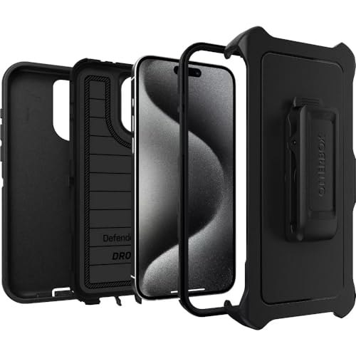 OtterBox iPhone 15 Pro Max (Only) - Defender Series Case - Black - Screenless - Rugged & Durable - with Port Protection - Holster Clip Includes - Microbial Defense Protection - color: Black
