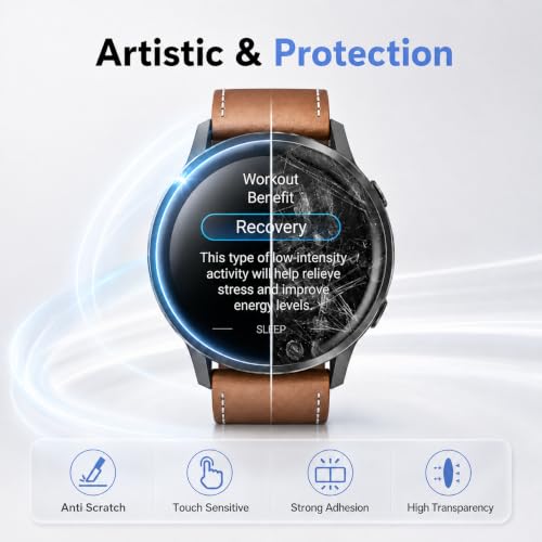 6 Pack for Garmin Venu 4 Screen Protector 45mm,Soft TPU Film | Anti Scratch, Soft Screen Protector for Venu 4 HD Clear Flexible Film, Bubble Free, Touch Sensitive, Anti Fingerprint - size: For Garmin venu 4 45mm 1.77 Inch
