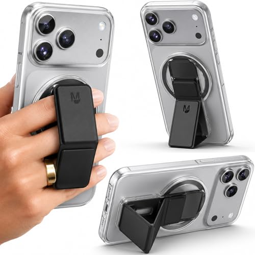 CLCKR for MagSafe Phone Grip Stand, Magnetic Phone Holder with Kickstand - color: Mag Black