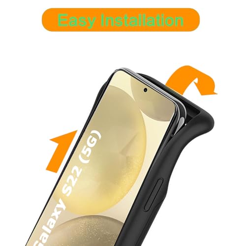 Battery Case for Galaxy S22,10000mAh Portable Protective Smart Wireless Charging Case Support Carplay Compatible with Galaxy S22(6.1 inches) Rechargeable Extended Battery Charger Case(Black) - size: Galaxy S22