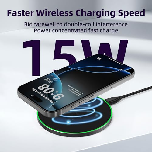 Wireless Charger Compatible with iPhone 18 17 16 15 14 13 12 11 Pro Max/Mini/Plus/XR/X/8, 15W Max Fast Wireless Charging Pad Mat for Samsung Galaxy S23/S22/S21/S20/S10, Galaxy Buds - color: 2 PACK