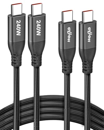 240W USB C to USB C Cable 5ft 2-Pack,USBC to USBC Cable Braided Super Fast - color: Black, size: 5ft